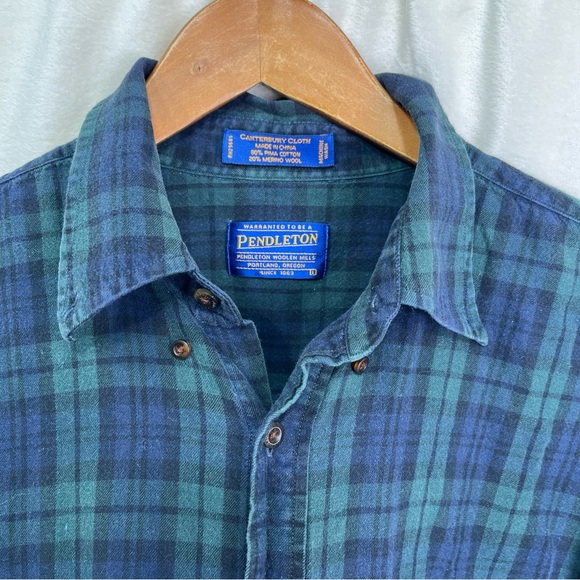 Pendleton Shirt Mens L Plaid Flannel Merino Wool Pima Cotton Canterbury Cloth - Picture 7 of 16